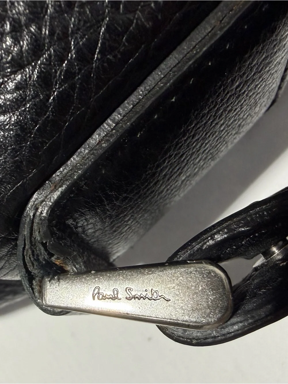 Paul Smith Black Leather laptop satchel with Signature Stripes